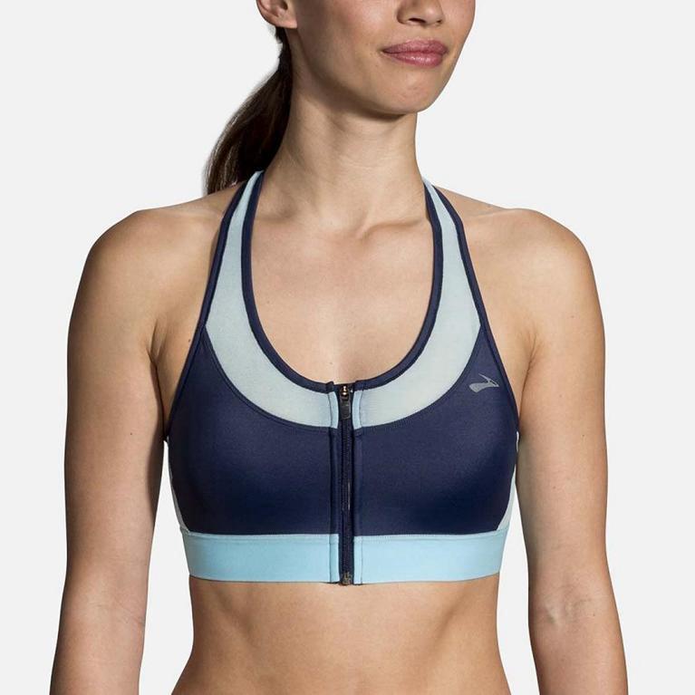 Brooks FastForward Zip Women's Running Bra - Blue (98352-ONIL)